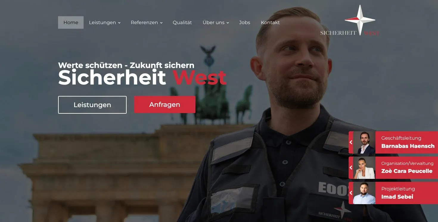 Website von Sicherheit West